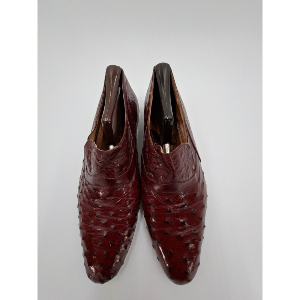 Mauri Mens Ostrich Leather Loafers Size 8.5 9 Burgundy Exotic Skin Vintage Italy - Picture 9 of 9